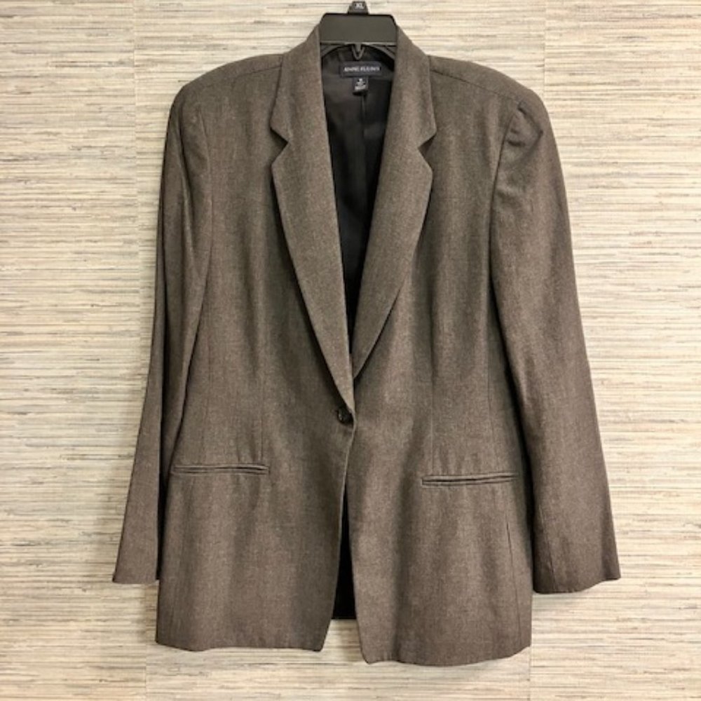 ANNE KLEIN II - Size 14 - Charcoal Grey Fitted Career Blazer - EUC!